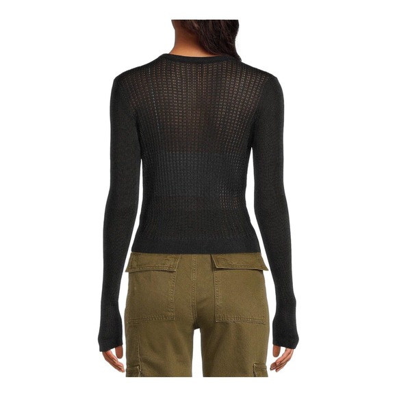 Free People Semi Sheer H2O Sweater Black Medium New - Picture 3 of 11